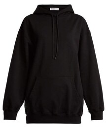 BALENCIAGA | Balenciaga - Logo Print Cotton Hooded Sweatshirt - Womens - Black(スウェット)
