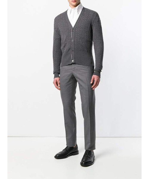 THOM BROWNE（トムブラウン）の「Thom Browne Classic Long Sleeve Point Collar Button Down Shirt In Solid Oxford With Woven Red, White And Blue 3-Bar（シャツ/ブラウス・メンズ・White・0）」の2枚目の写真