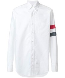 THOM BROWNE | Thom Browne Classic Long Sleeve Point Collar Button Down Shirt In Solid Oxford With Woven Red, White And Blue 3-Bar(シャツ/ブラウス)