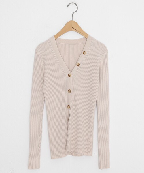 DHOLIC（ディーホリック）の「ボタンリブニットカーディガン（カーディガン/ボレロ・レディース・グリーン/ブラック/オレンジ/ベージュ/グレー・FREE）」の4枚目の写真