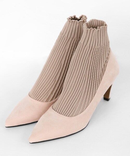 DHOLIC(ディーホリック)の「ソックスレイヤードスエード調パンプス(パンプス・レディース・ブラック/ベージュ/ピンク・230/235/240/245/250)」の3枚目の写真