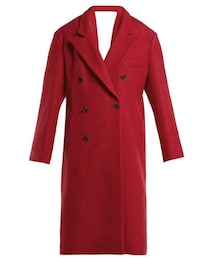 Maison Margiela/コート/36/ウール/RED/チェック/ロング/ボア