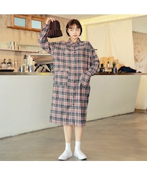 HOTPING | フロントポケットチェックシャツワンピース(ワンピース)