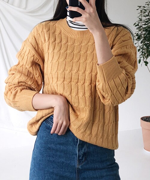 DHOLIC（ディーホリック）の「リブヘムツイストニット（ニット/セーター・レディース・ホワイト/イエロー/レッド/グリーン/ブルー・FREE）」の4枚目の写真