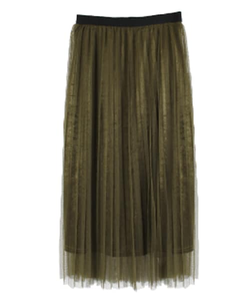 STYLEBLOCK（スタイルブロック）の「ベロア×チューツプリーツスカート（スカート・レディース・グレー/ベージュ/カーキ/ブラック・M）」の4枚目の写真