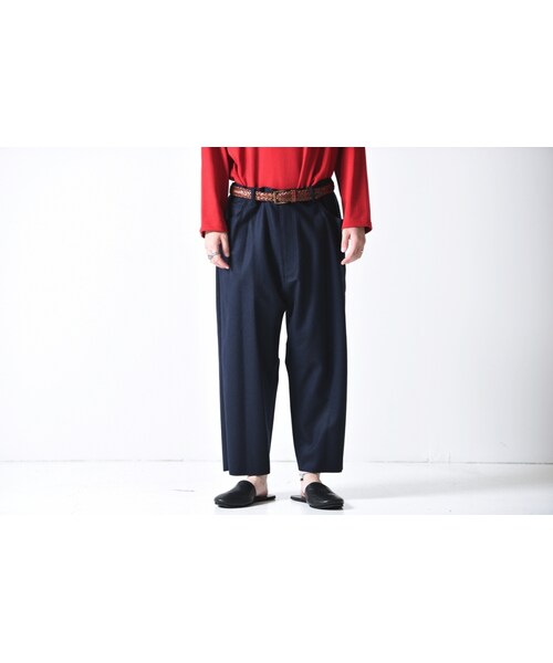 my beautiful landlet（マイビューティフルランドレット）の「My Beautiful Landlet ウールフラノビッグパンツ（その他パンツ・レディース・ブラック/ブルー・0/1）」の2枚目の写真