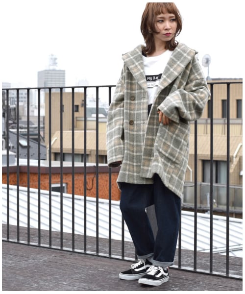w closet（ダブルクローゼット）の「シャギーチェックジャケットコート
