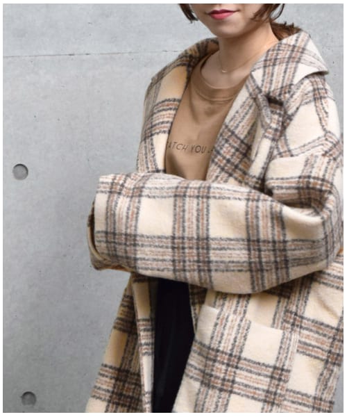 w closet（ダブルクローゼット）の「シャギーチェックジャケットコート