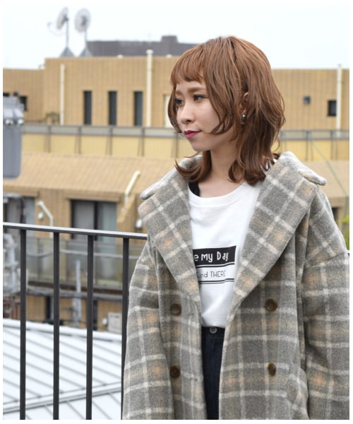 w closet（ダブルクローゼット）の「シャギーチェックジャケットコート