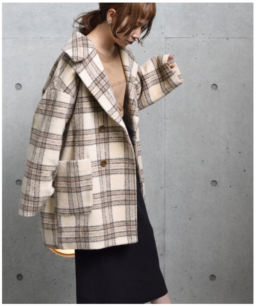 w closet（ダブルクローゼット）の「シャギーチェックジャケットコート