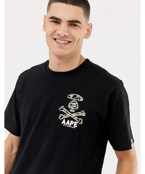 アベイシングエイプ A BATHING APE AAPE Tシャツ ブラック L