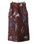 mame | FLOWER DOUBLE CLOTH SKIRT-BROWN-(裙子)