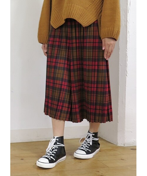 Ne-net(ネネット)の「ネ・ネット / タータンプリーツ / パンツ(パンツ・レディース・red 02○/gray 02○・サイズ,ウエスト(ゴム),ヒップ,股上,股下,腿幅,裾幅,02,70,126,49,37,58,67,)」の7枚目の写真