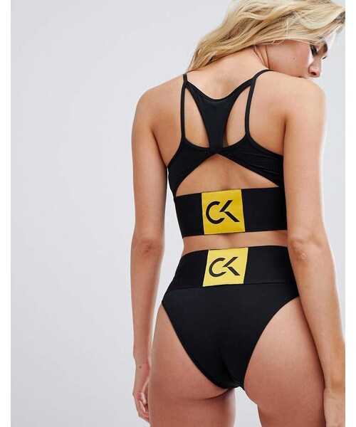 CK カルバンクライン イエローx白がフェミニンな夏ドレス 送料込 Calvin Klein カルバンクライン 下着 レディース 上下セット