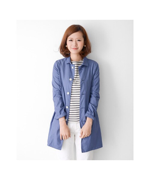 URBAN RESEARCH DOORS（アーバンリサーチドアーズ）の「FORK&amp;SPOON　C/Nウェザーステンカラーコート（ジャケット/アウター・レディース・Beige/Red/Green/Blue/L.Gray・one）」の8枚目の写真