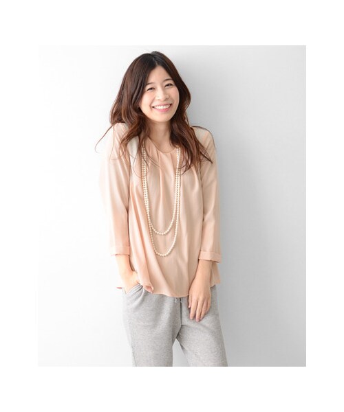 URBAN RESEARCH DOORS(アーバンリサーチドアーズ)の「タック配色ブラウス(トップス・レディース・ネイビー/シロ/ライトベージュ・one)」の5枚目の写真