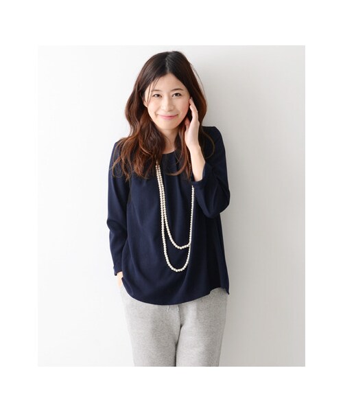 URBAN RESEARCH DOORS(アーバンリサーチドアーズ)の「タック配色ブラウス(トップス・レディース・ネイビー/シロ/ライトベージュ・one)」の7枚目の写真