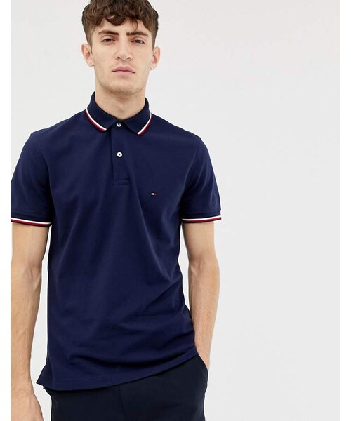 TOMMY HILFIGER（トミーヒルフィガー）の「Tommy Hilfiger tipped polo shirt（ポロシャツ・メンズ・Blue・M/XXL/XL/L）」の4枚目の写真