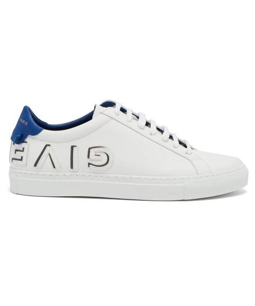 Leather Trainers - Womens - Blue White 