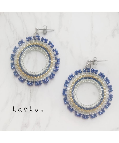 Handmade（ハンドメイド）の「ビーズステッチのサークルピアス  