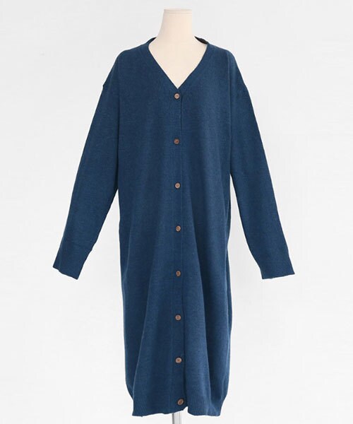 DHOLIC（ディーホリック）の「Vネックニットロングカーディガン（カーディガン/ボレロ・レディース・ベージュ/グレー/ブルー・FREE）」の3枚目の写真