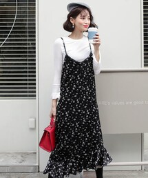 DHOLIC | TシャツSETベロアフローラルワンピース(ワンピース)