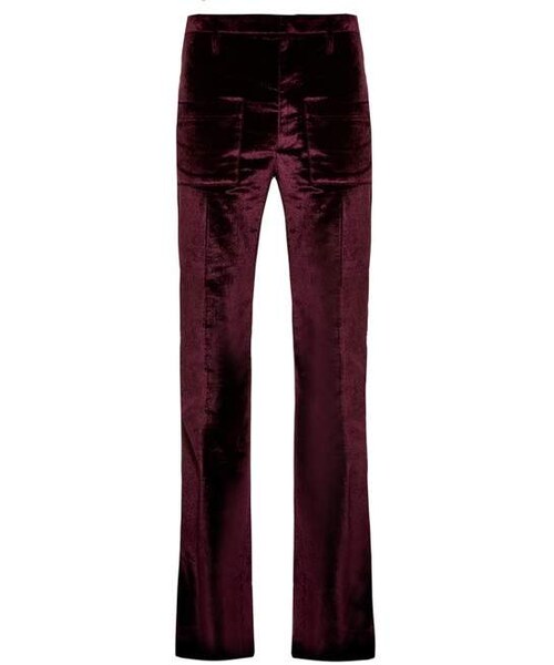 burgundy velvet trousers womens