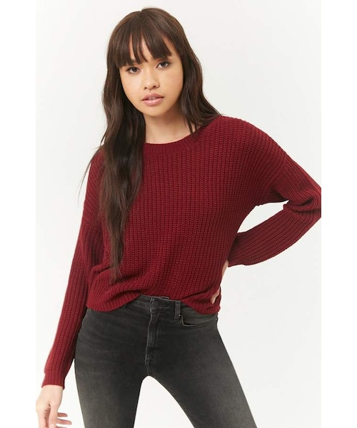 FOREVER 21（フォーエバー トゥエンティーワン）の「Forever 21 Ribbed Knit Sweater（ニット/セーター・レディース・HEATHER GREY/NAVY/BURGUNDY/BROWN・Large/Small/Medium）」の4枚目の写真