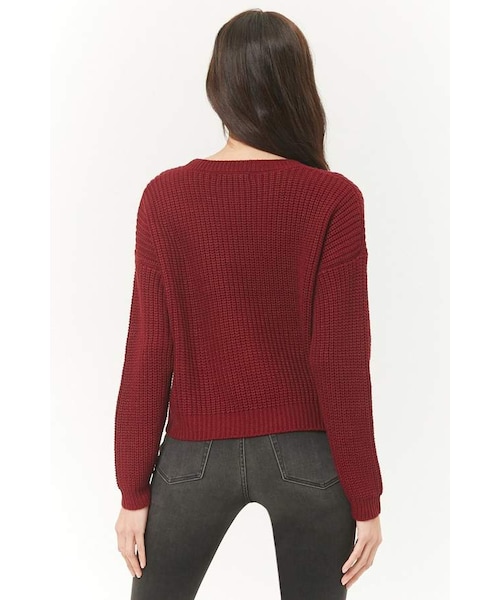 FOREVER 21（フォーエバー トゥエンティーワン）の「Forever 21 Ribbed Knit Sweater（ニット/セーター・レディース・HEATHER GREY/NAVY/BURGUNDY/BROWN・Large/Small/Medium）」の5枚目の写真