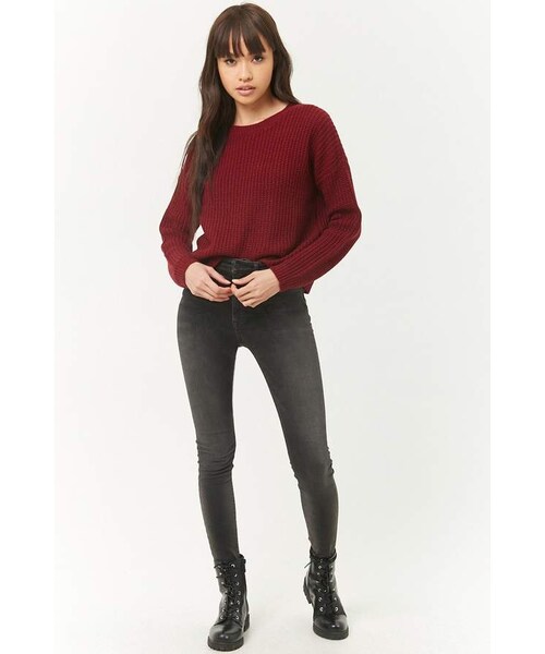 FOREVER 21（フォーエバー トゥエンティーワン）の「Forever 21 Ribbed Knit Sweater（ニット/セーター・レディース・HEATHER GREY/NAVY/BURGUNDY/BROWN・Large/Small/Medium）」の6枚目の写真