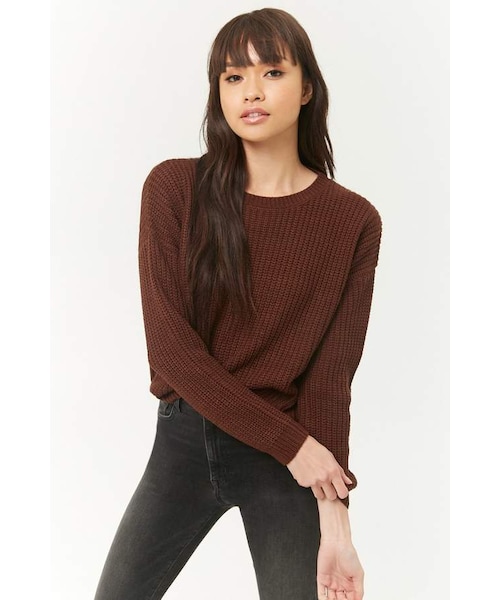 FOREVER 21（フォーエバー トゥエンティーワン）の「Forever 21 Ribbed Knit Sweater（ニット/セーター・レディース・HEATHER GREY/NAVY/BURGUNDY/BROWN・Large/Small/Medium）」の2枚目の写真