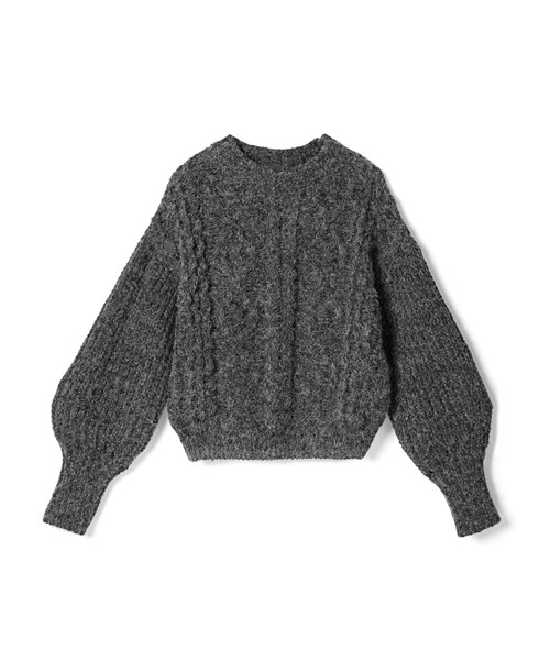 GRL（グレイル）の「ミックスモヘヤケーブルニットトップス（ニット/セーター・レディース・パープル/アイボリー/ブラック/ベージュ・F/Ｆ）」の3枚目の写真