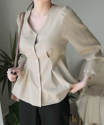 DHOLIC | Vネックウエストタックブラウス(シャツ/ブラウス)