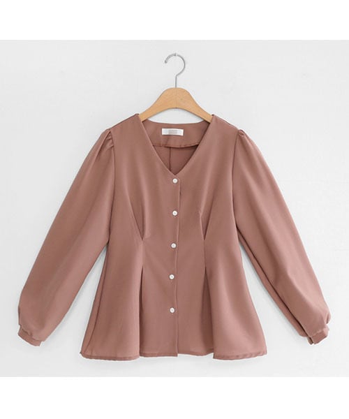 DHOLIC（ディーホリック）の「Vネックウエストタックブラウス（シャツ/ブラウス・レディース・ベージュ/ホワイト/ブラック/ピンク・FREE）」の4枚目の写真