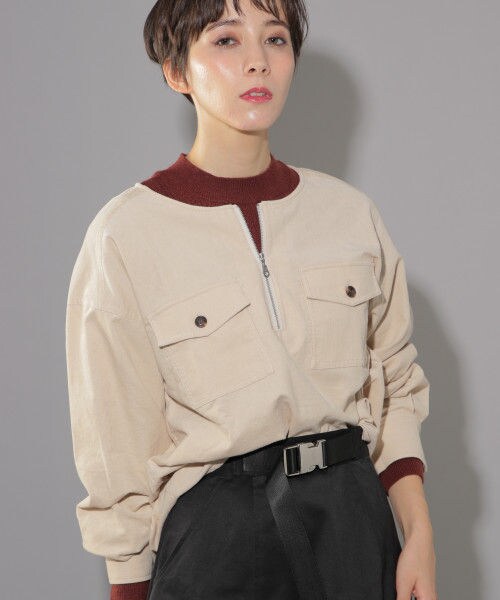 Pageboy ページボーイ の コーデュロイハーフジップトップス トップス Wear