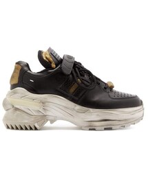 Maison Margiela | Maison Margiela - Retro Fit Distressed Leather Trainers - Womens - Black(スニーカー)