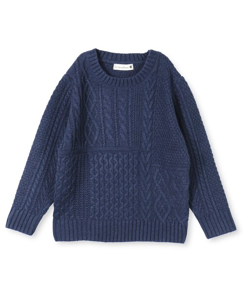BRANSHES（ブランシェス）の「シンプルニット（ニット/セーター・キッズ・オフホワイト/ネイビーブルー/イエロー/サーモンピンク・80cm～150cm）」の2枚目の写真