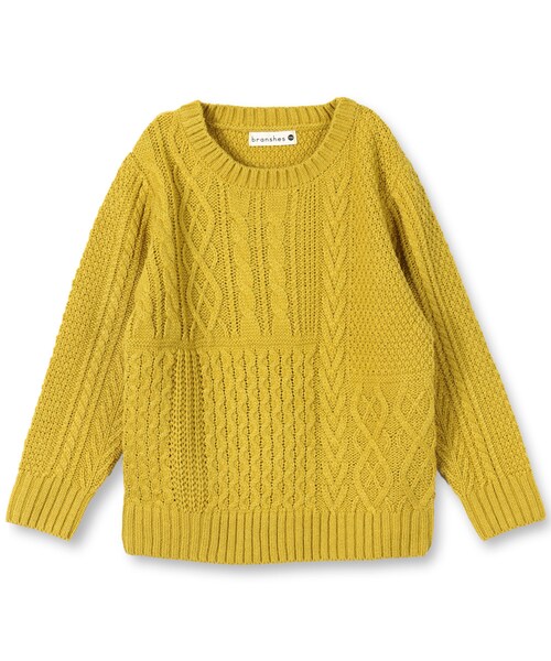 BRANSHES（ブランシェス）の「シンプルニット（ニット/セーター・キッズ・オフホワイト/ネイビーブルー/イエロー/サーモンピンク・80cm～150cm）」の3枚目の写真