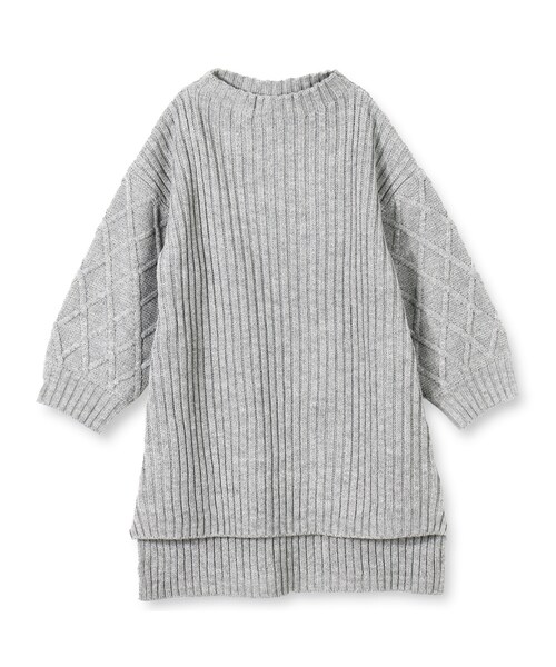 BRANSHES（ブランシェス）の「リブニットワンピース（ワンピース・キッズ・オレンジ/杢グレー・S～XL）」の2枚目の写真