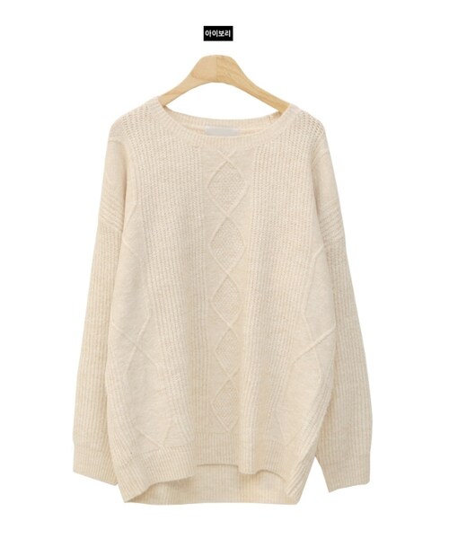 Dailyabout（デイリーアバウト）の「ラウンドネックルーズニット（ニット/セーター・レディース・ベージュ/ホワイト/グレー・FREE）」の2枚目の写真