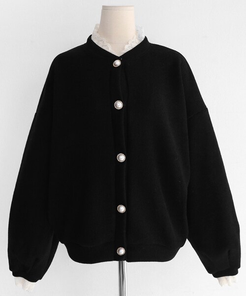 DHOLIC（ディーホリック）の「パールボタンレースヘムカーディガン（カーディガン/ボレロ・レディース・ベージュ/ホワイト/ブラック・FREE）」の3枚目の写真