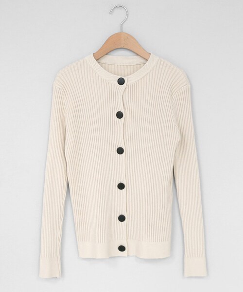 DHOLIC（ディーホリック）の「ブラックボタンリブカーディガン（カーディガン/ボレロ・レディース・ピンク/ホワイト/グレー/ブラック・FREE）」の2枚目の写真