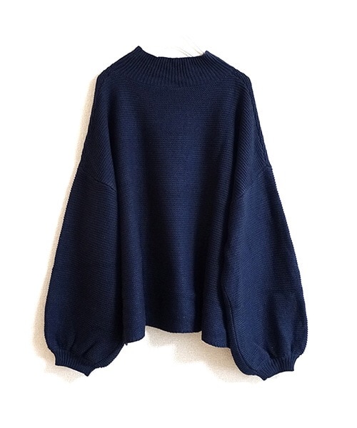 Tiffee SELECT（ティフィーセレクト）の「ボリュームスリーブ ゆったりハイネックニットセーター（ニット/セーター・レディース・マスタード/ネイビー/ブラック・Ｆ）」の8枚目の写真