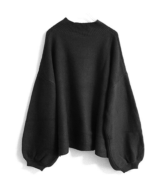 Tiffee SELECT（ティフィーセレクト）の「ボリュームスリーブ ゆったりハイネックニットセーター（ニット/セーター・レディース・マスタード/ネイビー/ブラック・Ｆ）」の5枚目の写真