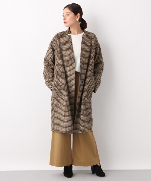 リバーシブルコート　ブラウン　チェック　lephil ルフィル リバーシブルコート ブラウン チェック lephil ルフィル - メルカリ