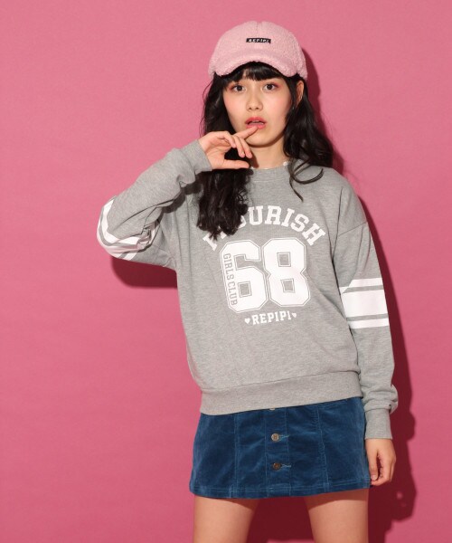 repipi armario(レピピ アルマリオ)の「ナンバリングウラケスウェット(トップス・ホワイト/グレー/ピンク)」の2枚目の写真