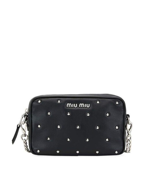 miu miu（ミュウミュウ）の「Miu Miu Jeweled-Stud Leather Crossbody Bag（ショルダーバッグ・レディース・Black・One Size）」の2枚目の写真