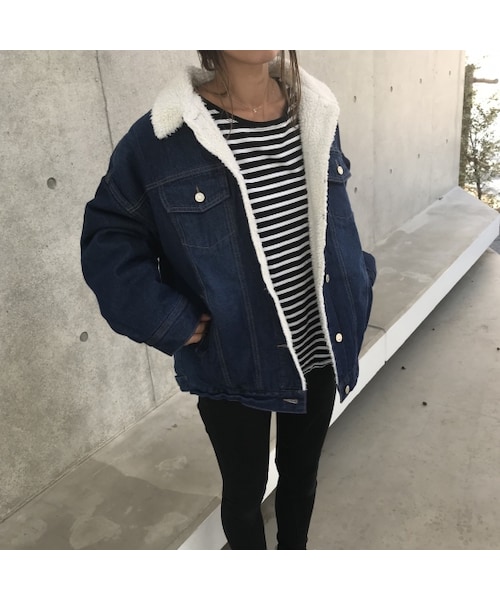 copine（コピン）の「再入荷！BIGシルエット裏ボアGジャン(2color)（デニムジャケット・レディース・その他）」の11枚目の写真