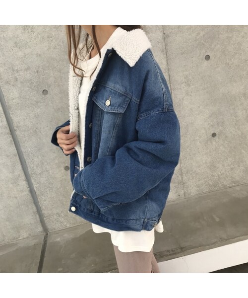 copine（コピン）の「再入荷！BIGシルエット裏ボアGジャン(2color)（デニムジャケット・レディース・その他）」の4枚目の写真