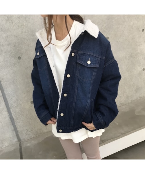 copine（コピン）の「再入荷！BIGシルエット裏ボアGジャン(2color)（デニムジャケット・レディース・その他）」の3枚目の写真